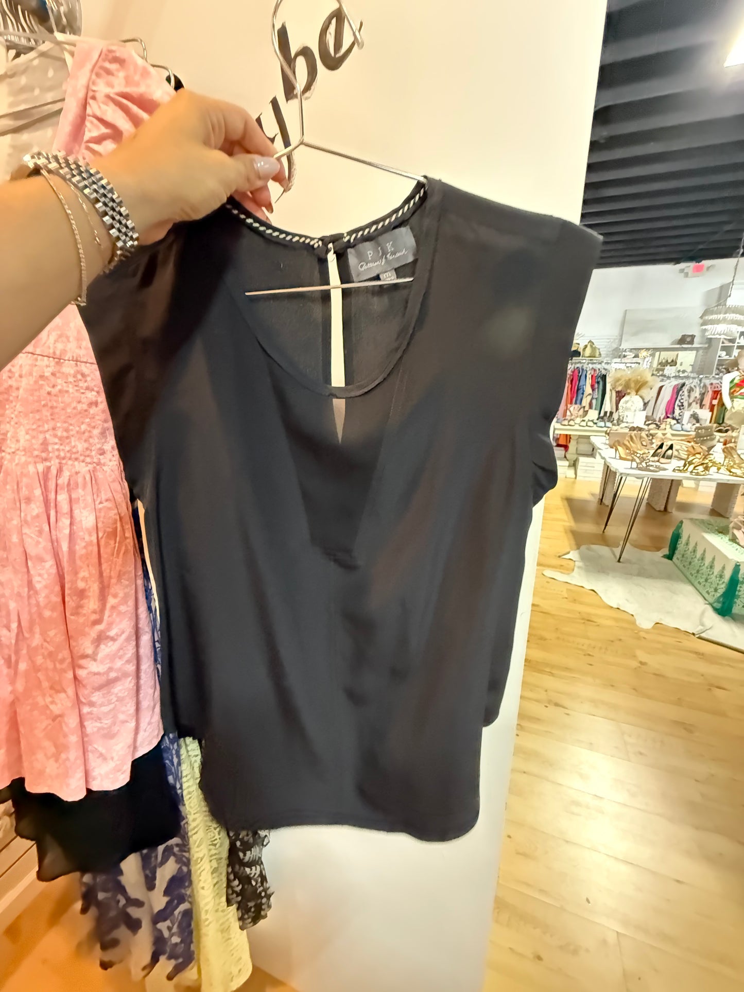 PJK Patterson Black Chiffon Dress