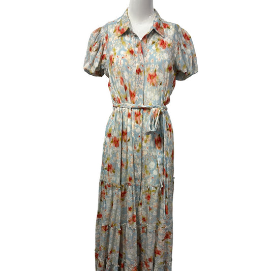 Misa Los Angeles Cotton Blend Floral Print Eveleigh Maxi Dress Blue Size S
