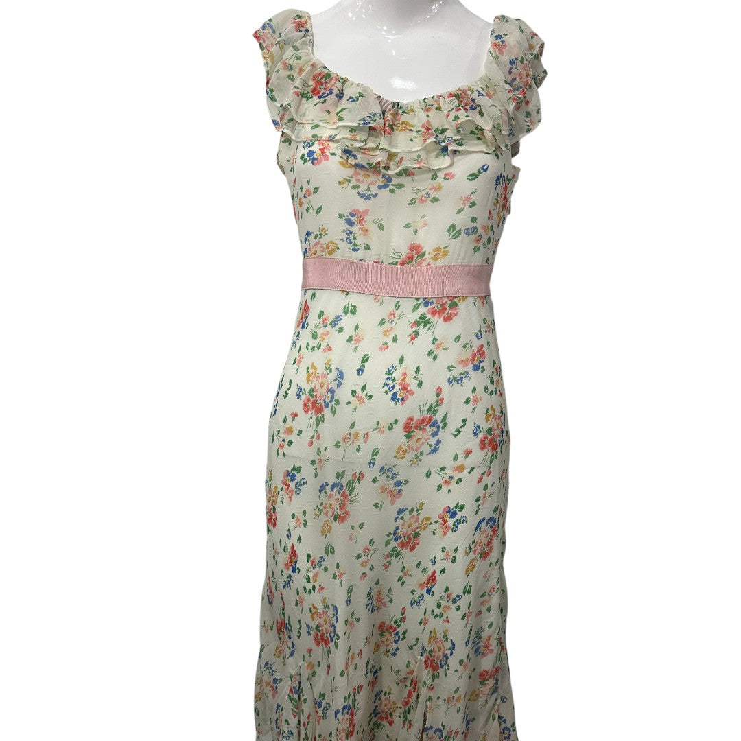 Loveshackfancy Floral Confetti Silk Floral Print Faith Midi Dress Women's
