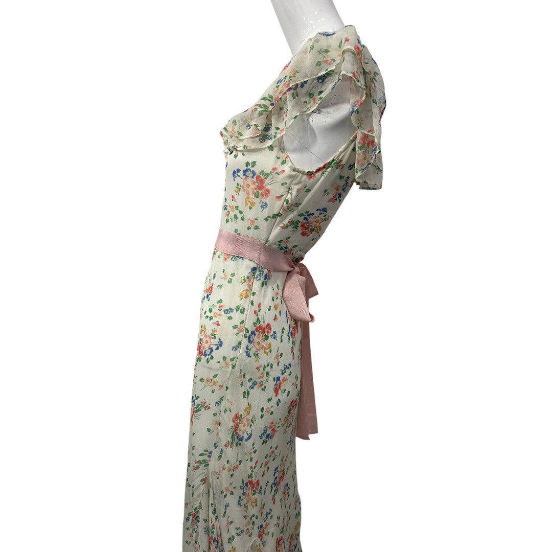 Loveshackfancy Floral Confetti Silk Floral Print Faith Midi Dress Women's