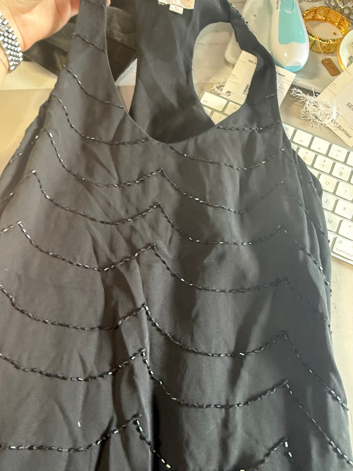 Parker black beaded silk blouse