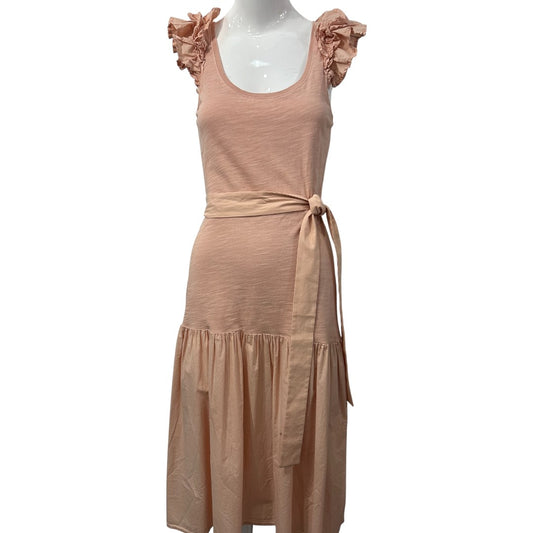 Nation LTD Light Pink Cotton Everleigh Millennial Front Tie Midi Dress