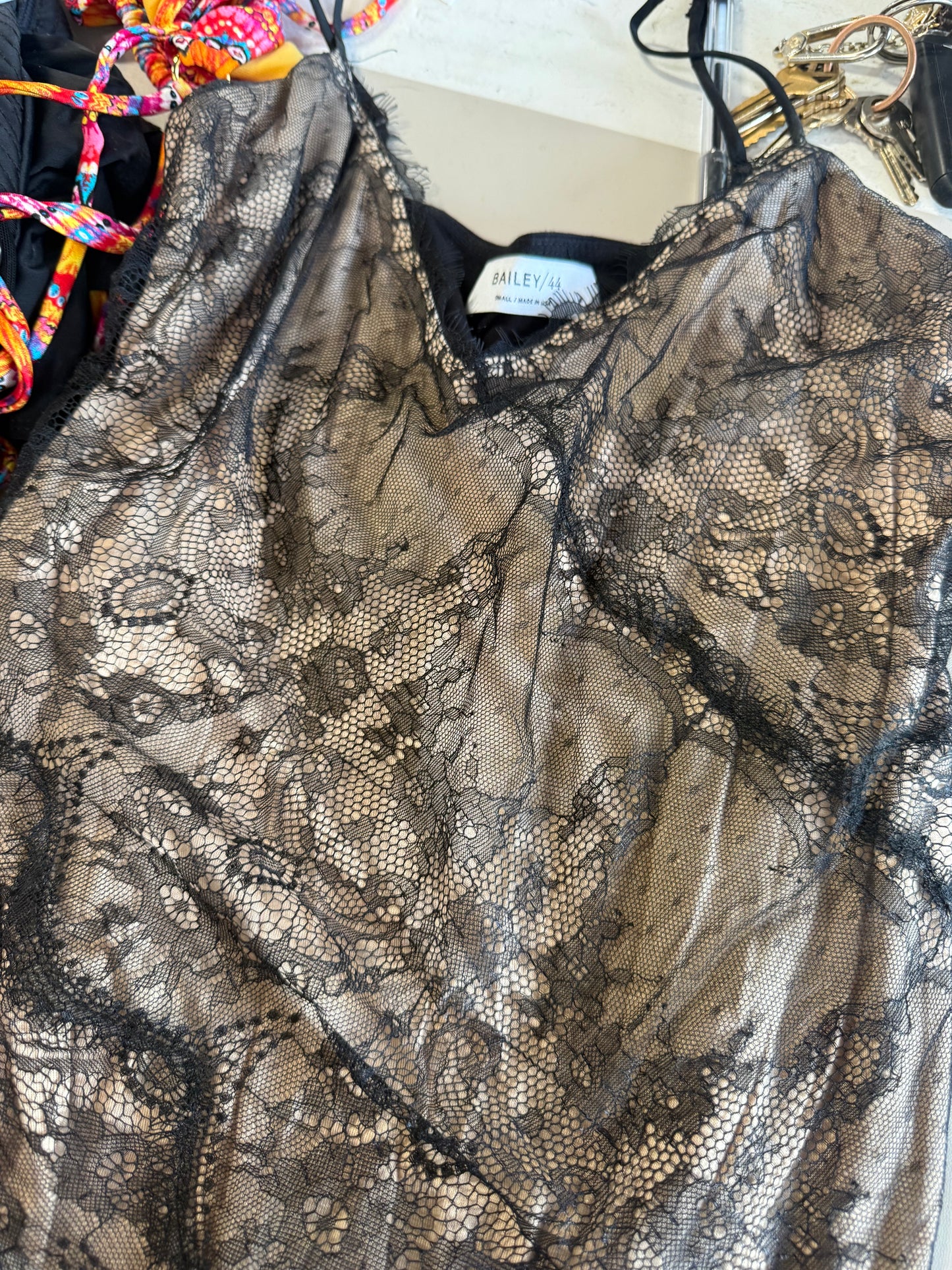 Bailey 44 black lace tank top