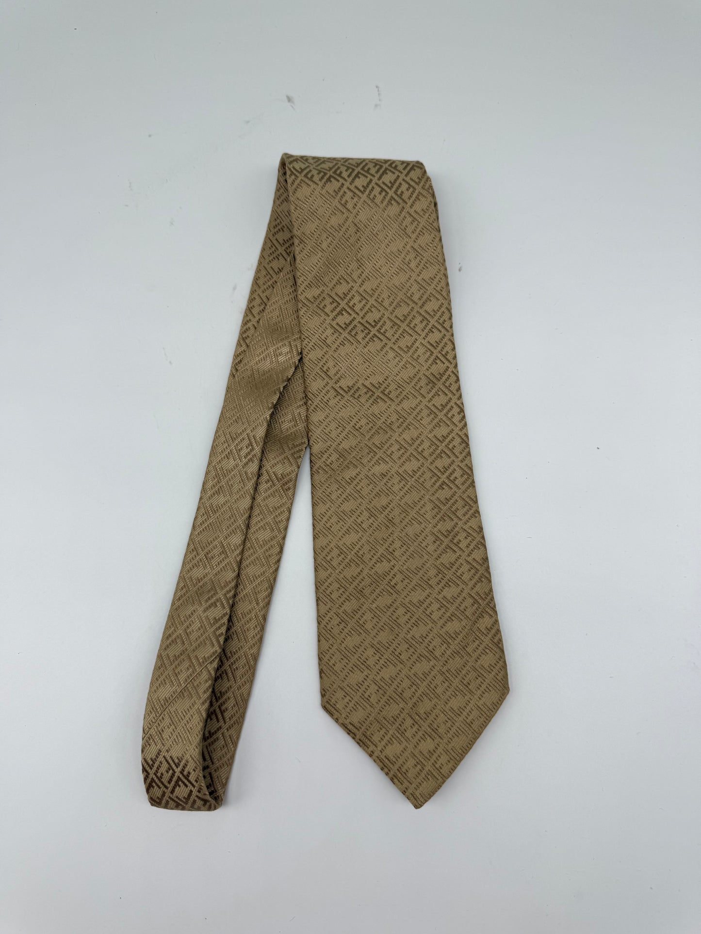Fendi Silk FF Monogram Neck Tie Gold