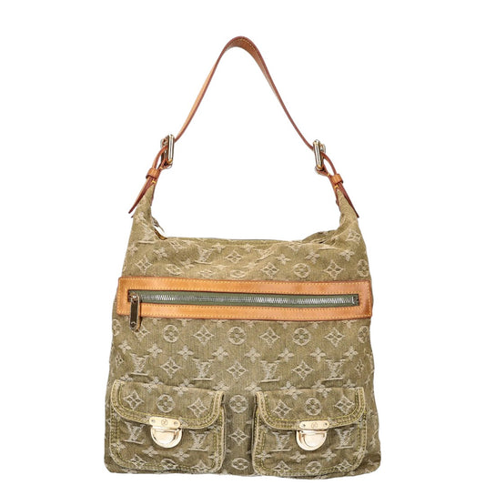 Louis Vuitton Denim Monogram GM Baggy Shoulder Bag Green