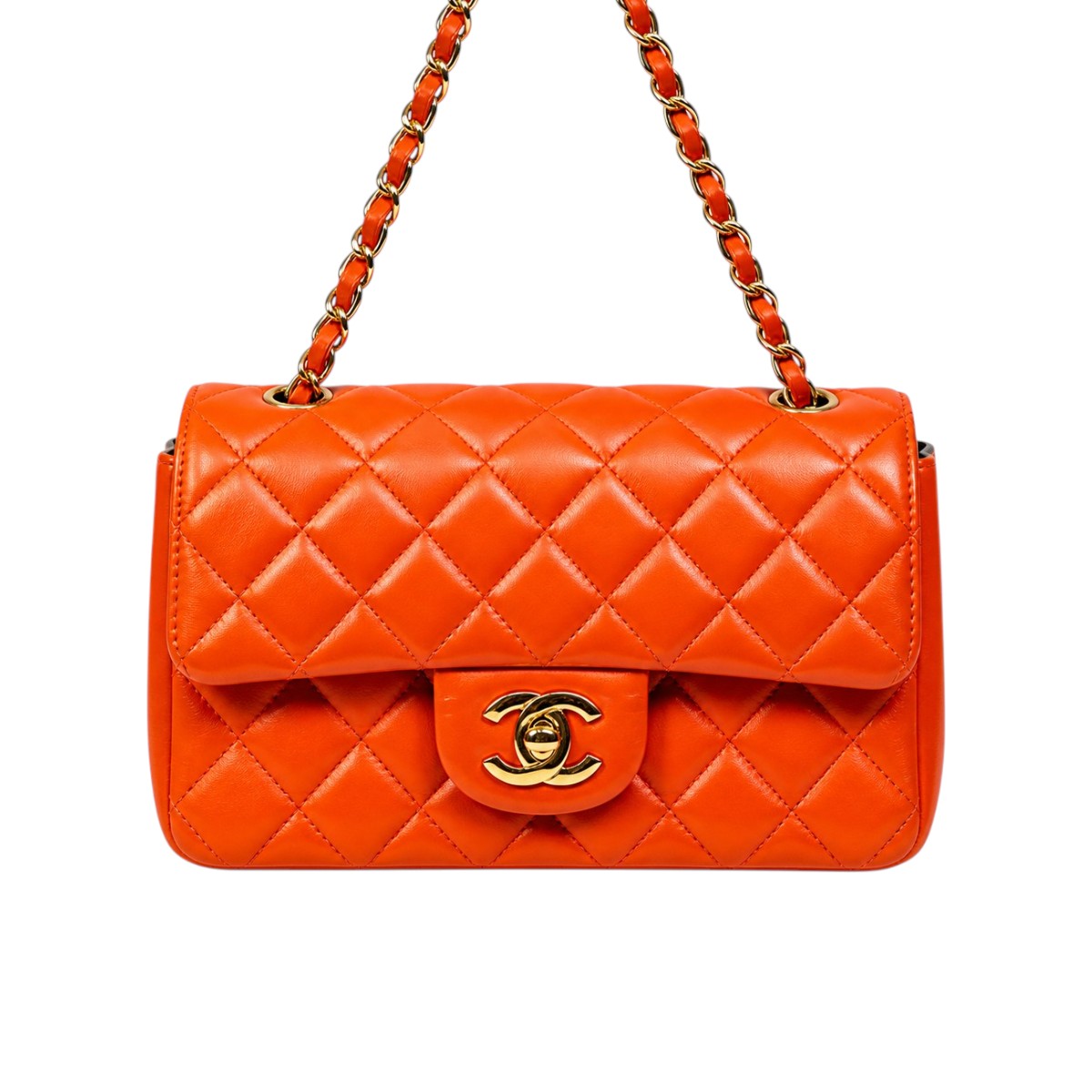 Chanel Leather Quilted Interlocking CC Logo Classic Flap Small Shoulder Bag