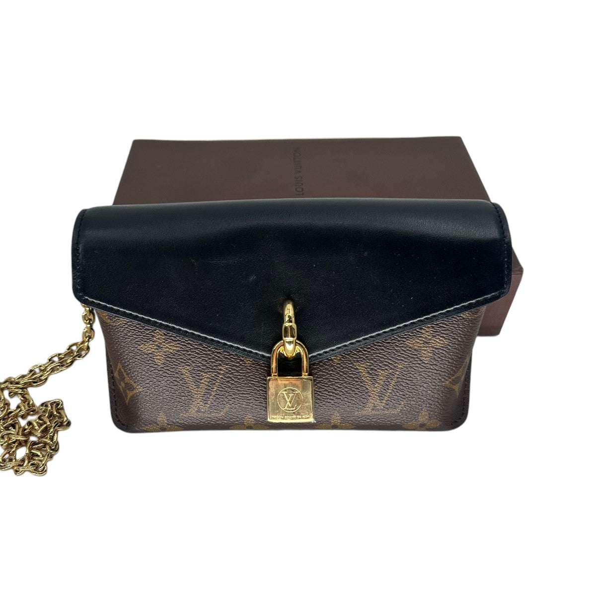Louis Vuitton Leather Canvas Monogram Padlock On Strap Crossbody Bag