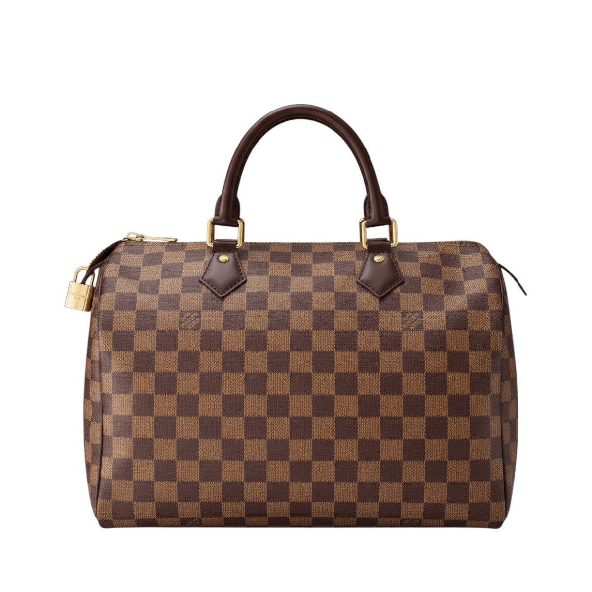 Louis Vuitton Damier Ebene Canvas Monogram Speedy 30 Tote Bag Brown