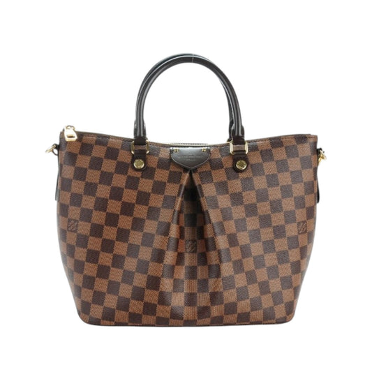 Louis Vuitton Leather Damier Ebene Siena Shoulder Bag Brown Check