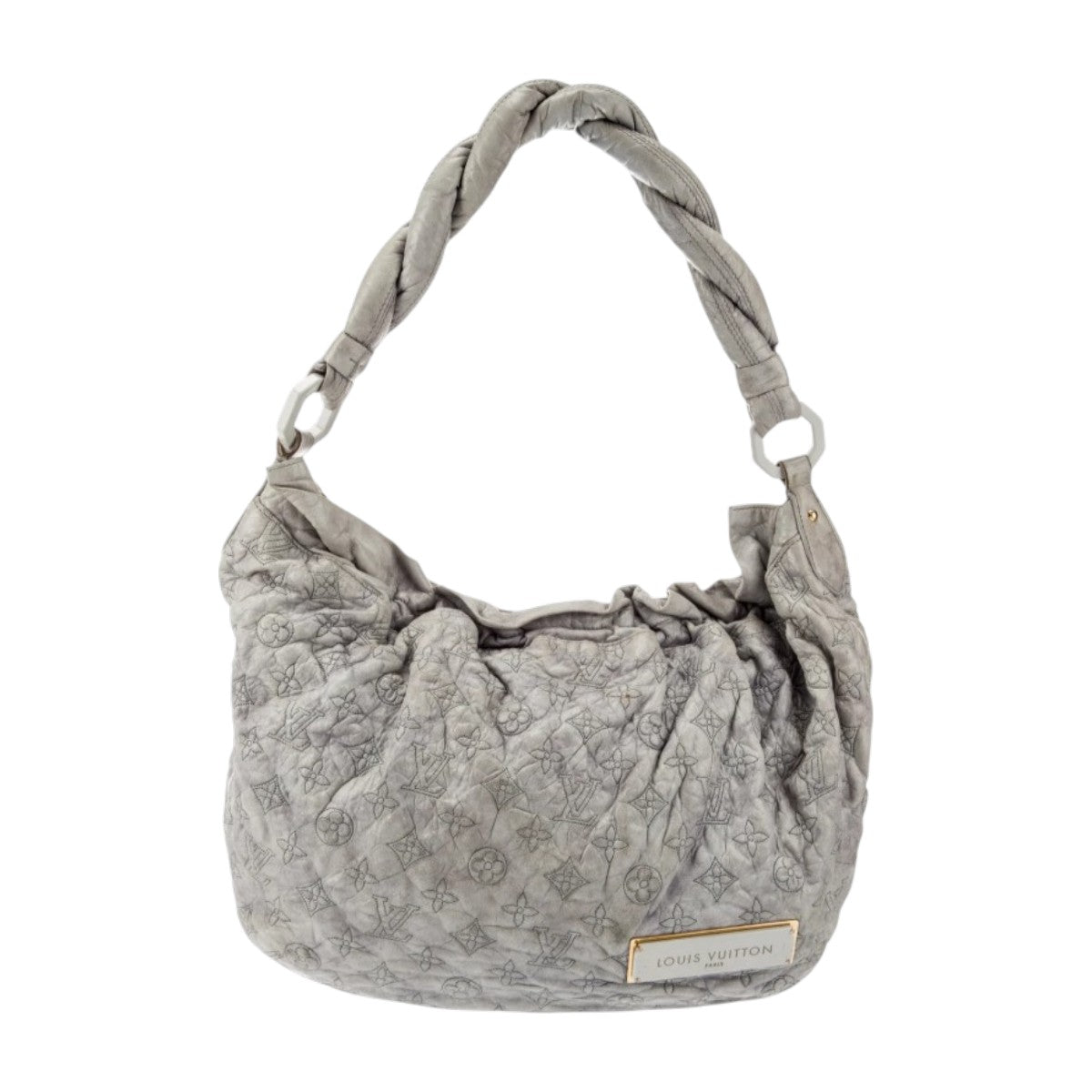 Louis Vuitton Olympe Hobo Shoulder Bag Grey Lambskin Leather Monogram