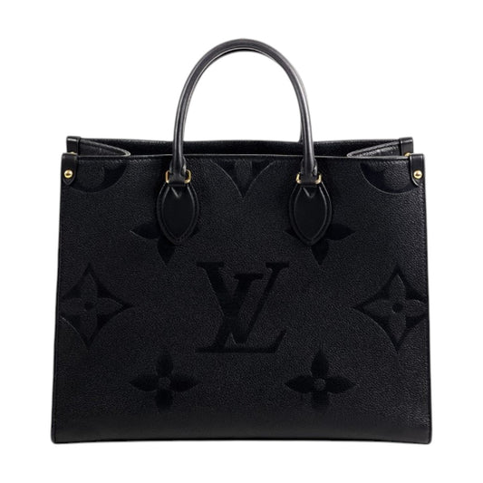 Louis Vuitton On-The-Go Tote Bag Black Embossed LV Monogram Leather