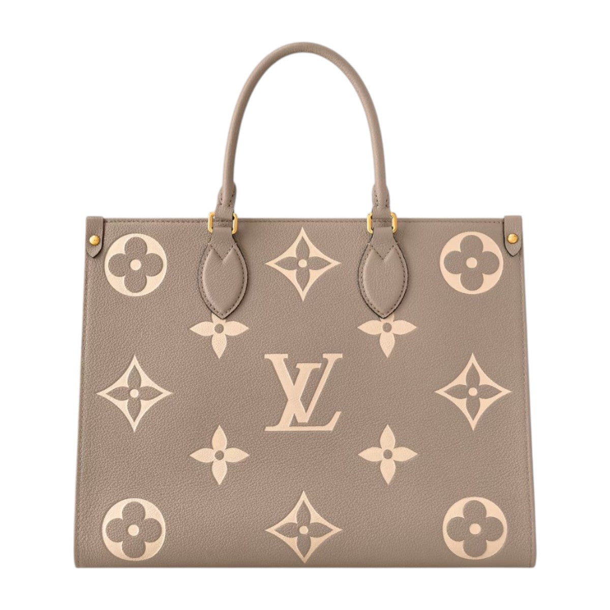 Louis Vuitton On-The-Go Tote Bag Tourterelle/Crème Empreinte Leather Monogram