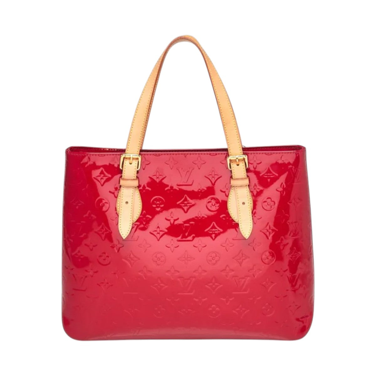 Louis Vuitton Pomme D'Amour Monogram Vernis Brentwood Tote Bag Red