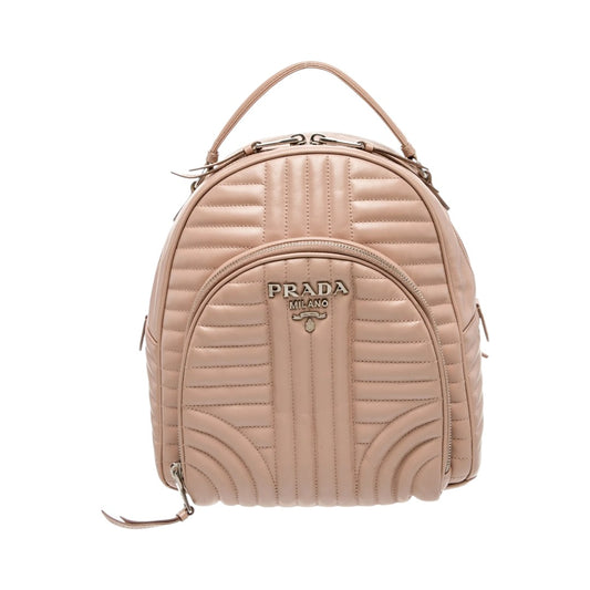 Prada Milano Diagramme Leather Logo Accent Zip-Around Backpack Pink