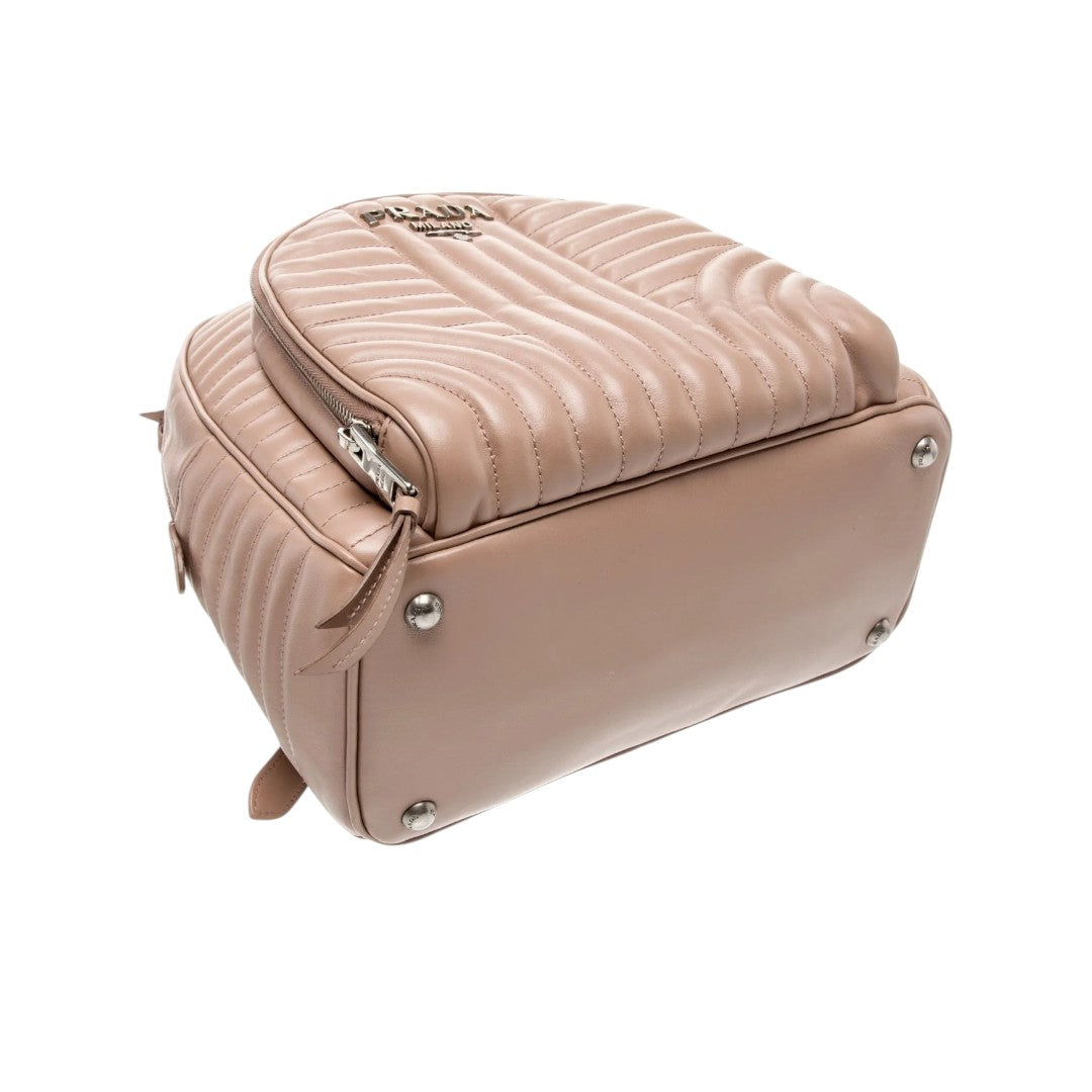 Prada Milano Diagramme Leather Logo Accent Zip-Around Backpack Pink