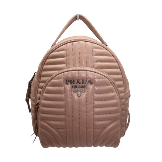 Prada Milano Diagramme Leather Logo Accent Zip-Around Backpack Pink