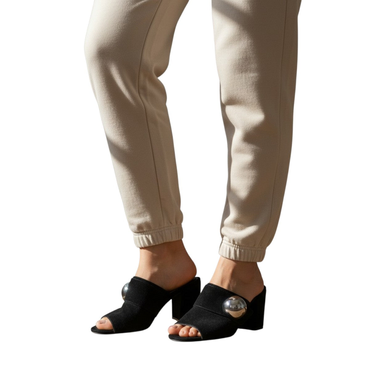 Prada Suede Peep Toe Slip-On Chunky Heel Slide Mules