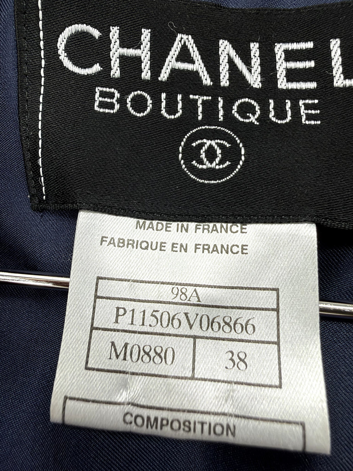 Chanel Boutique Magenta Navy Tweed Skirt Suit FR38