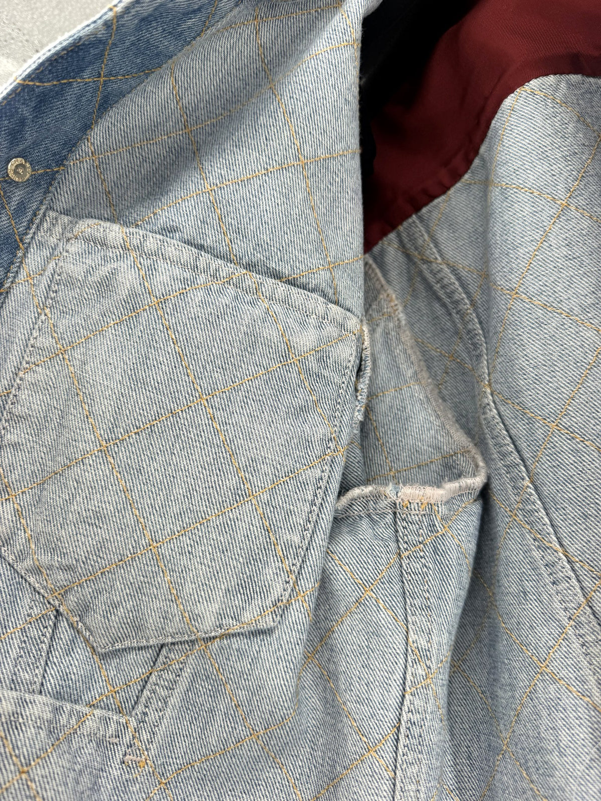 Chanel Quilted Denim Jacket Chain Neckline FR36