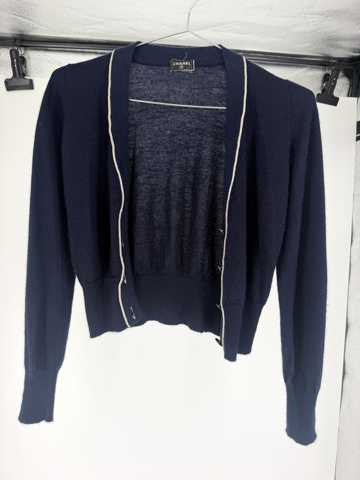 Chanel Blue Cashmere Cardigan Fits XS–S