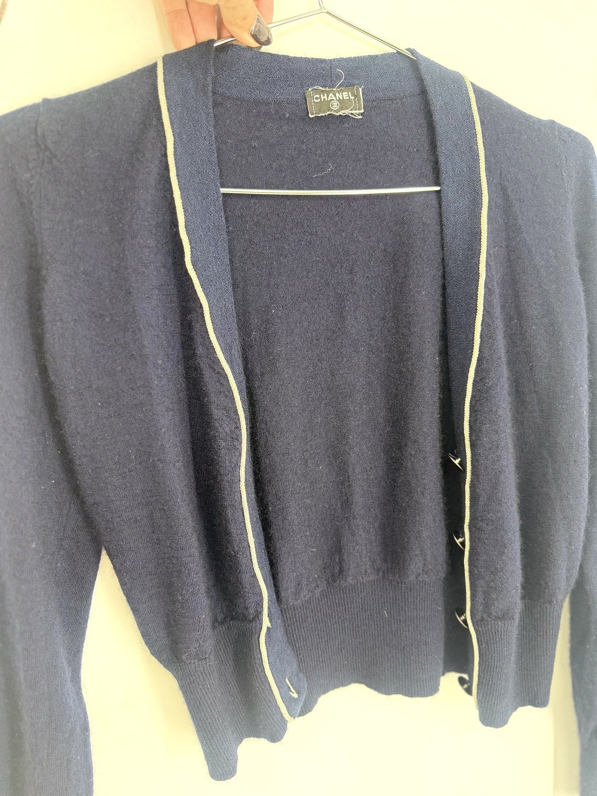 Chanel Blue Cashmere Cardigan Fits XS–S