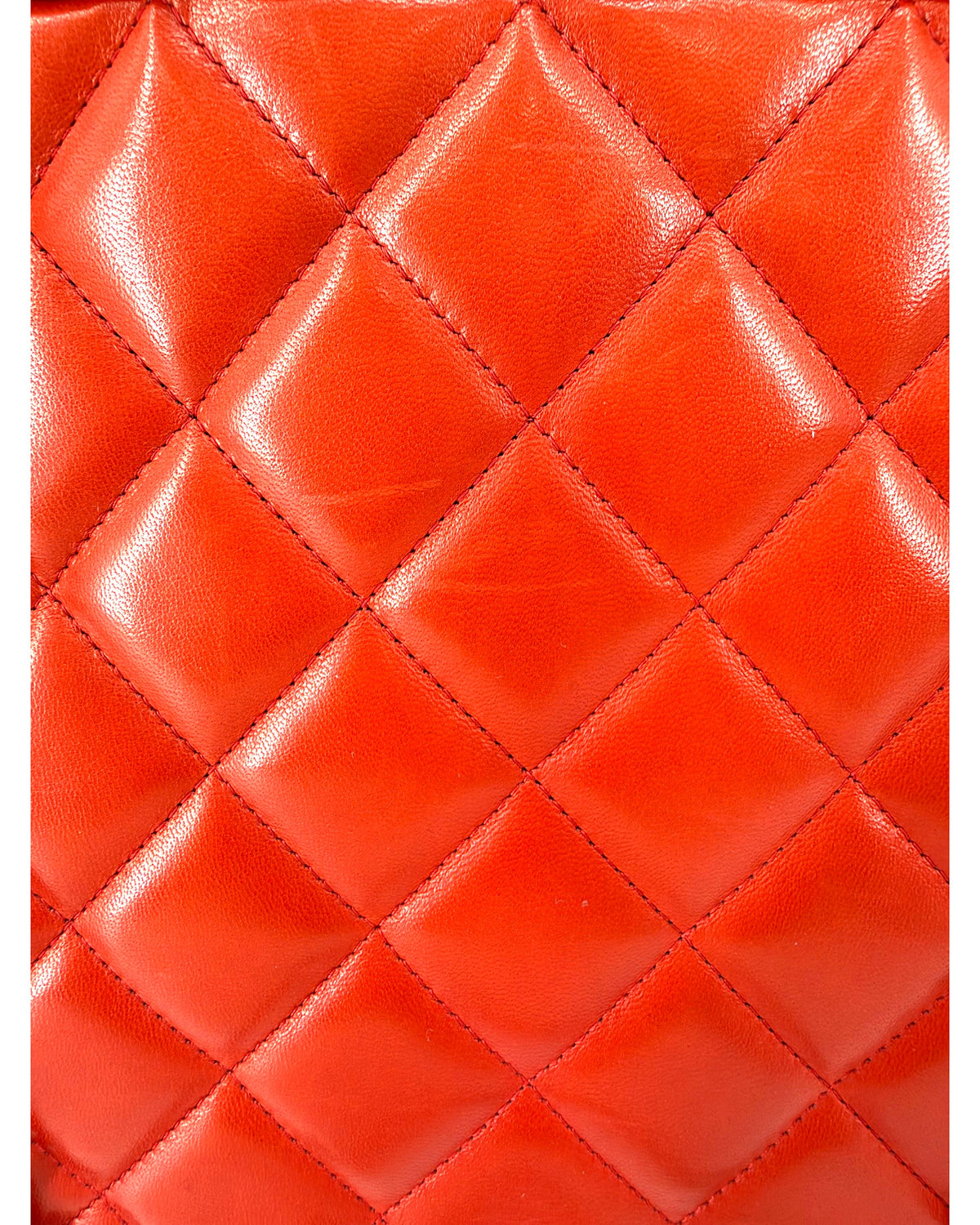 Chanel Quilted Lambskin Bowling Bag Red Chain Shoulder Bag