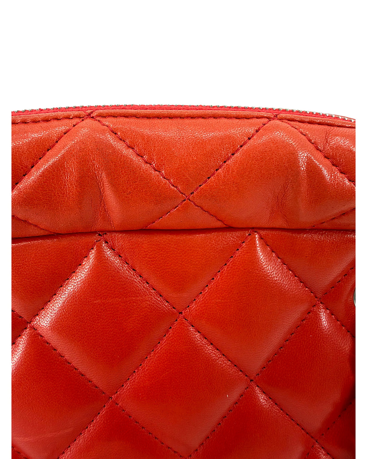 Chanel Quilted Lambskin Bowling Bag Red Chain Shoulder Bag