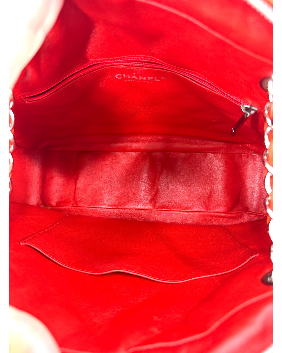 Chanel Quilted Lambskin Bowling Bag Red Chain Shoulder Bag