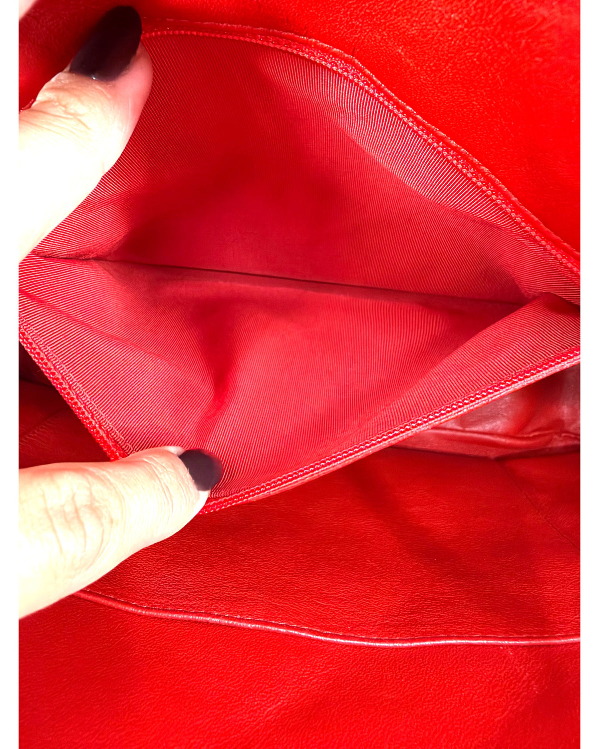 Chanel Quilted Lambskin Bowling Bag Red Chain Shoulder Bag