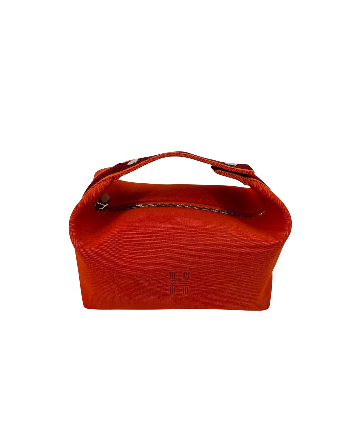 Hermes Bride-a-Brac GM Case Orange Feu Canvas Toiletry Travel Pouch Never Worn