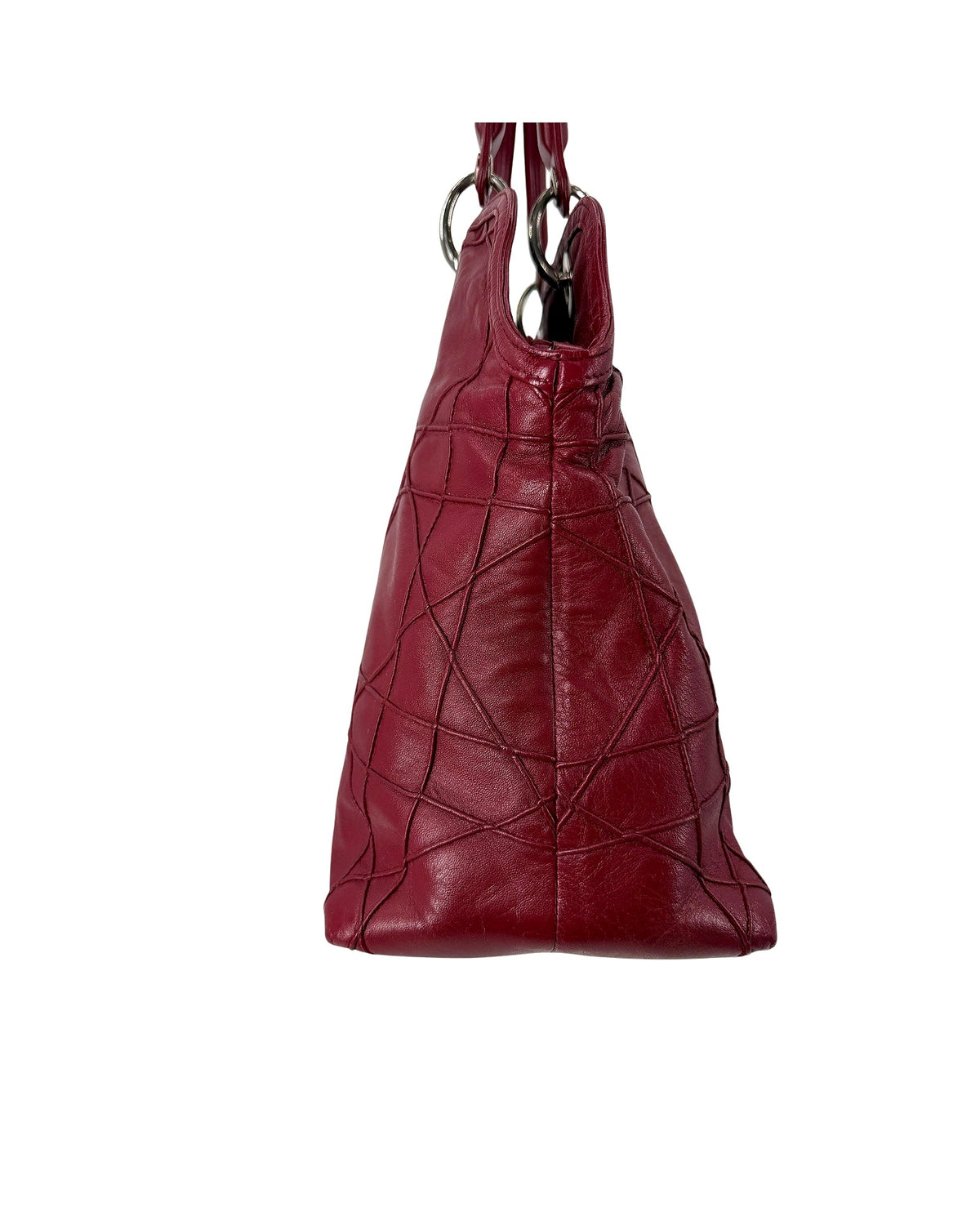 Christian Dior Granville Medium Tote Burgundy Cannage Lambskin Shoulder Strap