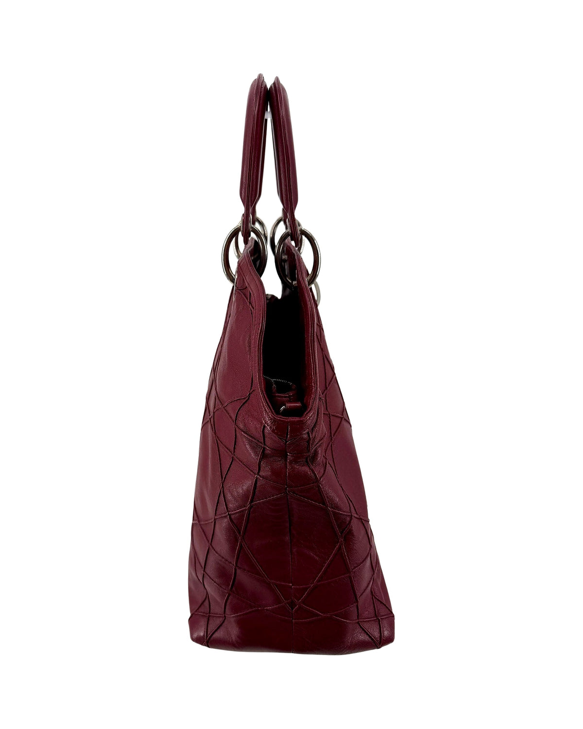 Christian Dior Granville Medium Tote Burgundy Cannage Lambskin Shoulder Strap