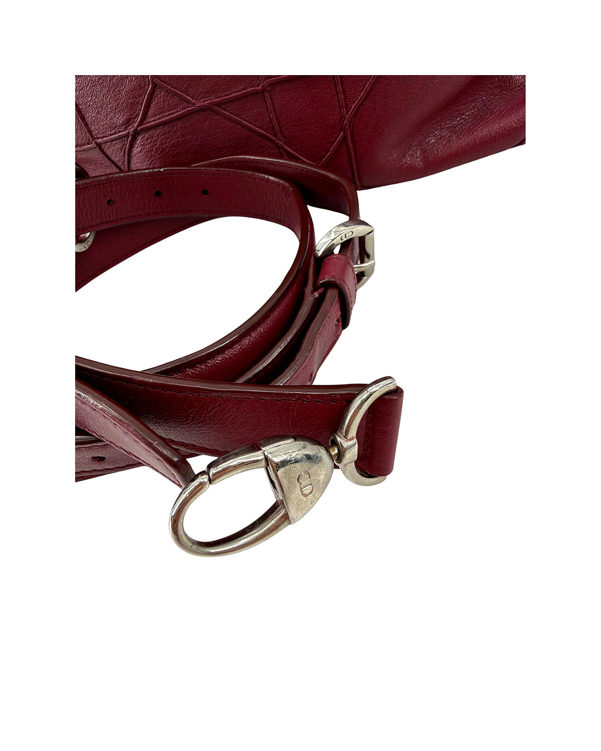 Christian Dior Granville Medium Tote Burgundy Cannage Lambskin Shoulder Strap