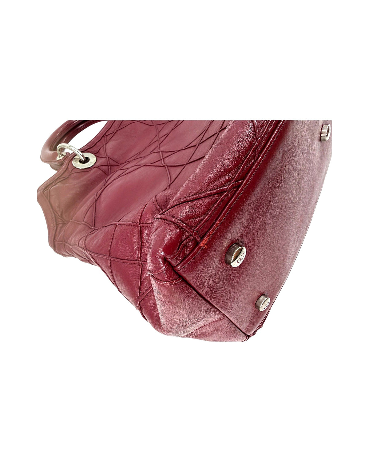 Christian Dior Granville Medium Tote Burgundy Cannage Lambskin Shoulder Strap