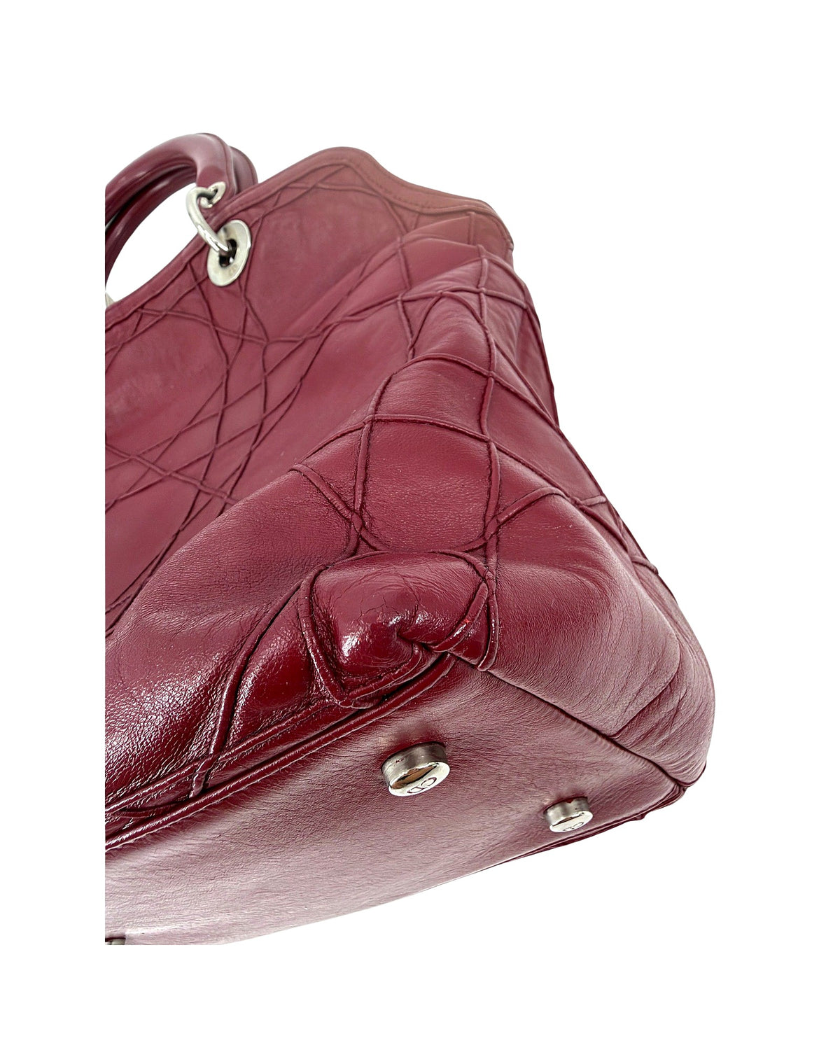 Christian Dior Granville Medium Tote Burgundy Cannage Lambskin Shoulder Strap