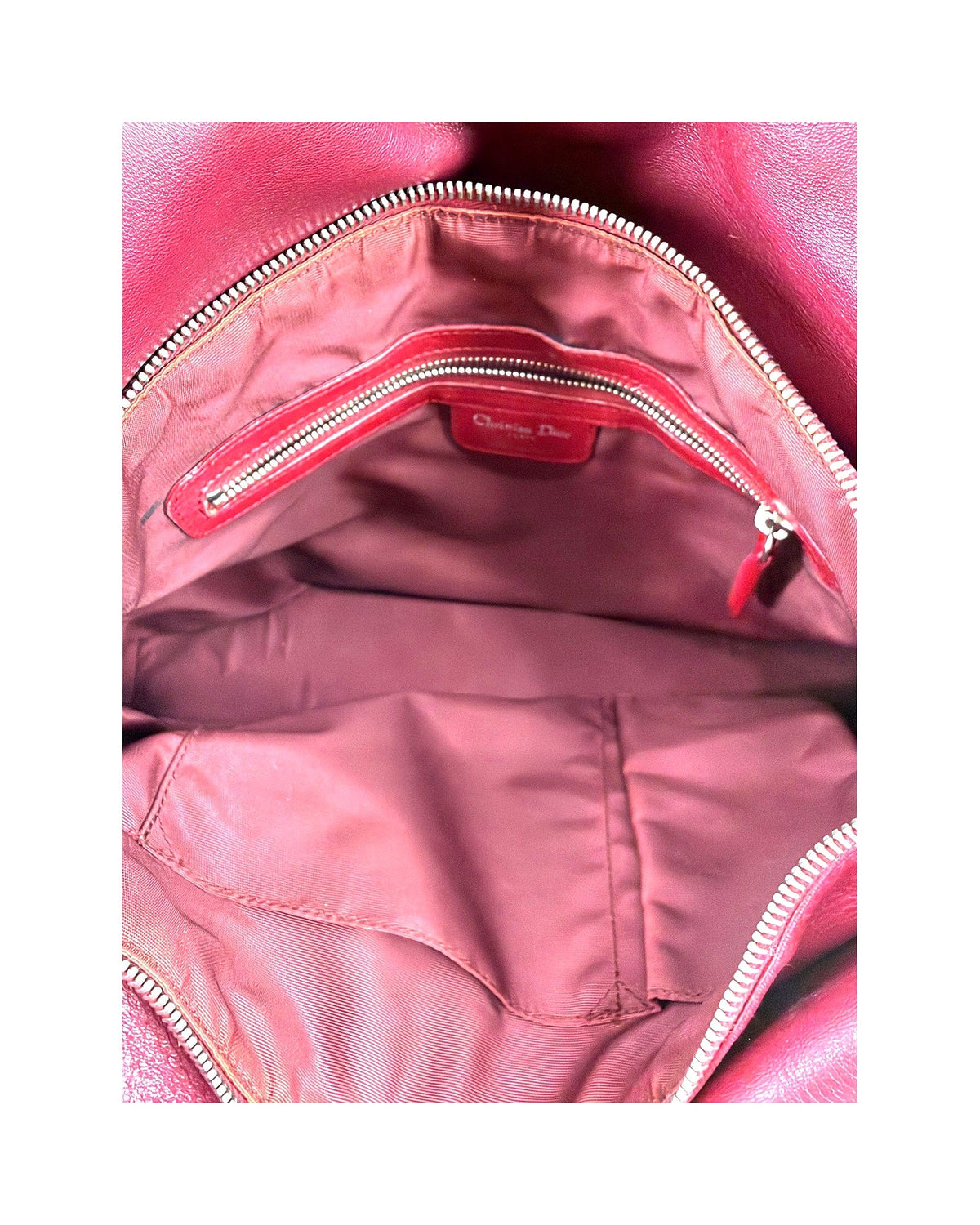 Christian Dior Granville Medium Tote Burgundy Cannage Lambskin Shoulder Strap