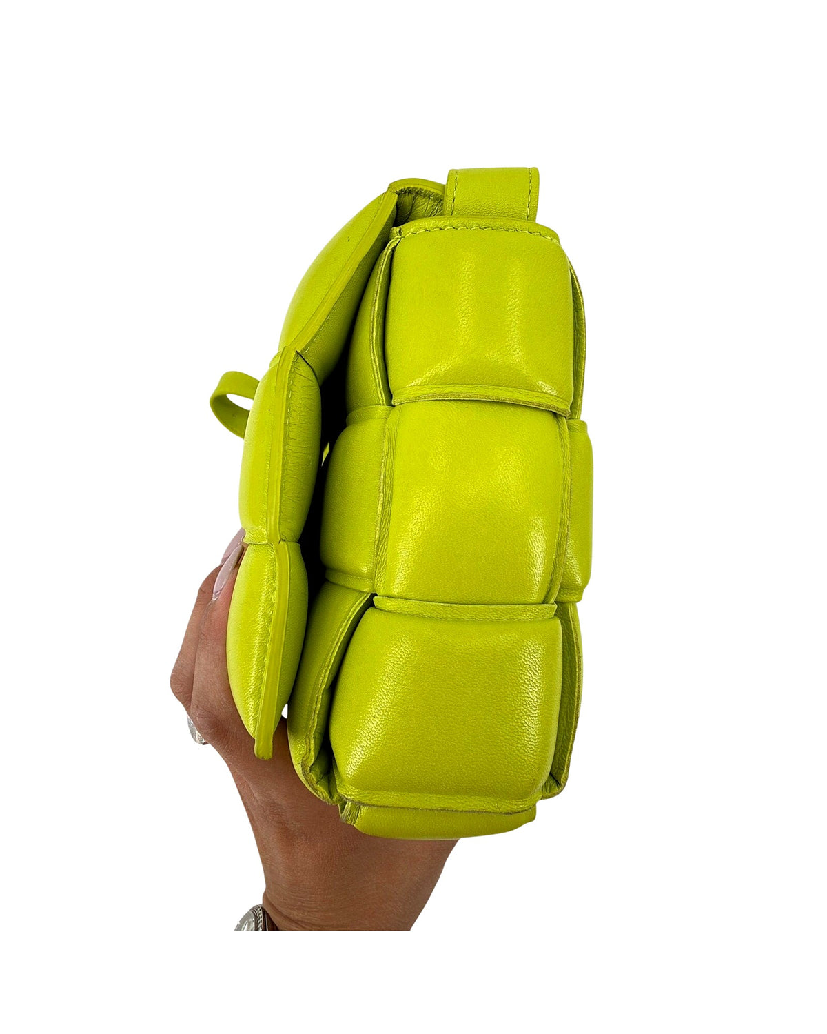 Bottega Veneta Padded Cassette Crossbody Bag Lime Green Maxi Intrecciato Leather