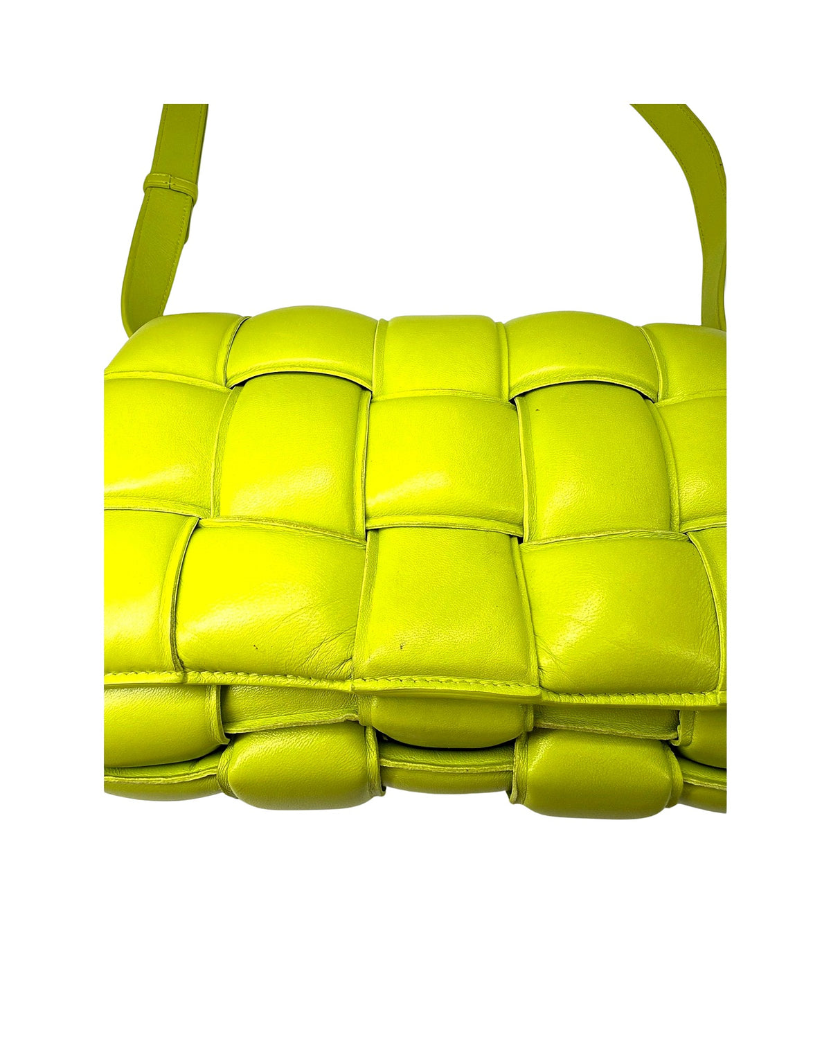 Bottega Veneta Padded Cassette Crossbody Bag Lime Green Maxi Intrecciato Leather
