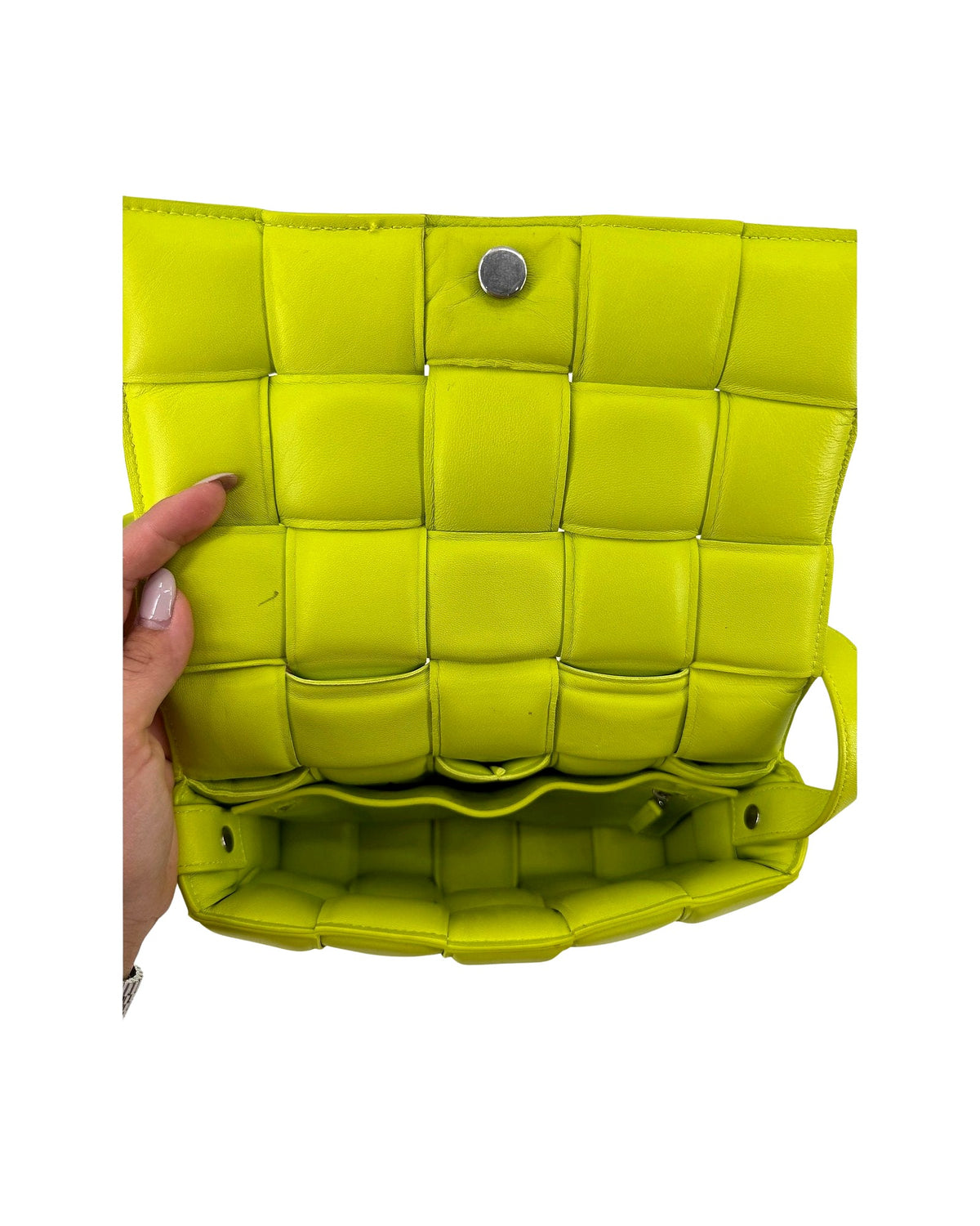 Bottega Veneta Padded Cassette Crossbody Bag Lime Green Maxi Intrecciato Leather