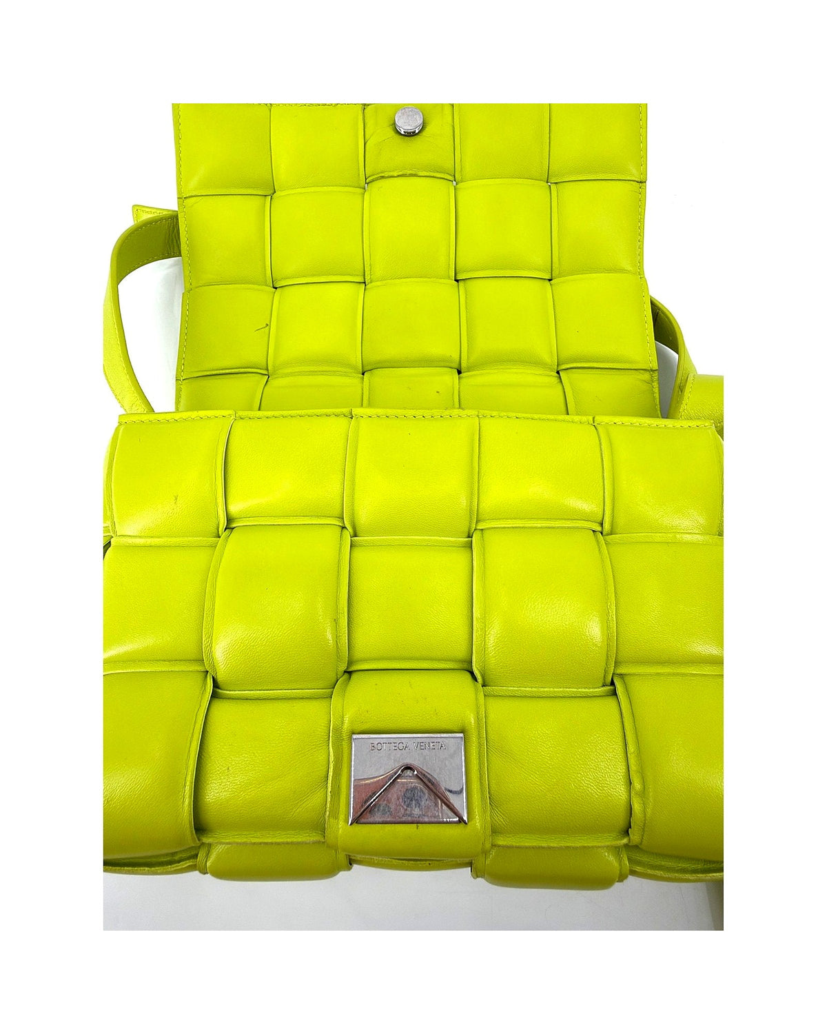 Bottega Veneta Padded Cassette Crossbody Bag Lime Green Maxi Intrecciato Leather