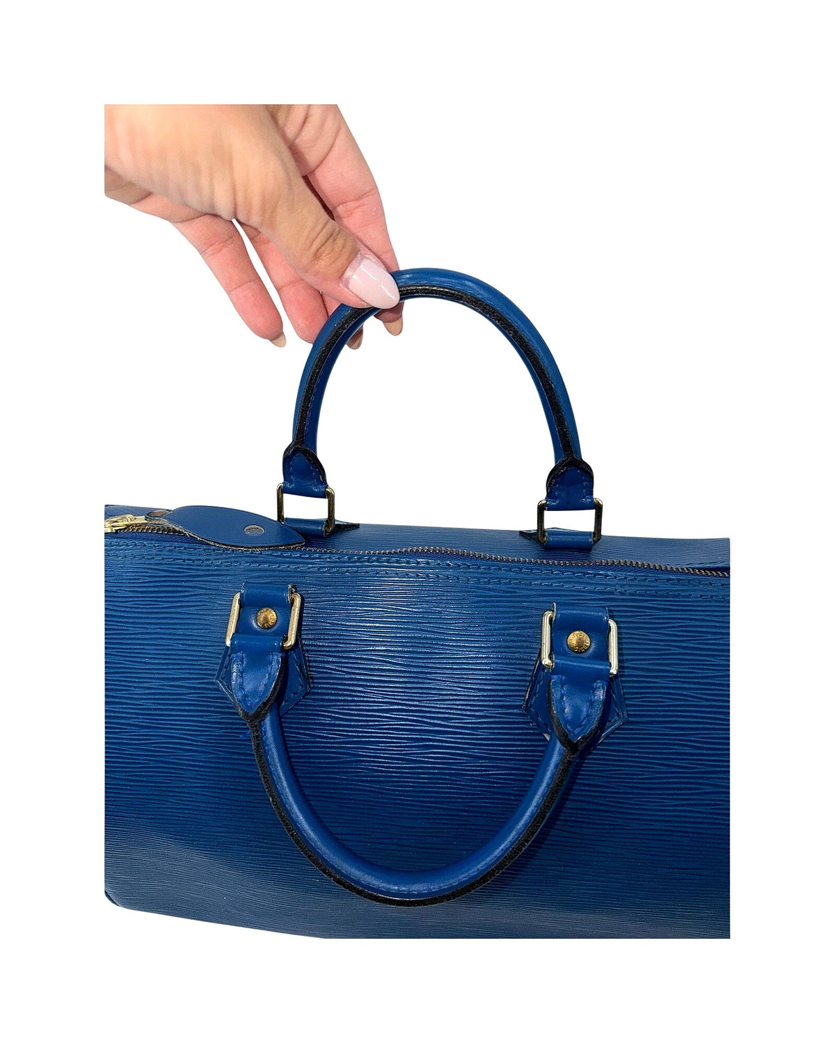 Louis Vuitton Epi Leather Speedy 30 Toledo Blue Top Handle Bag Vintage
