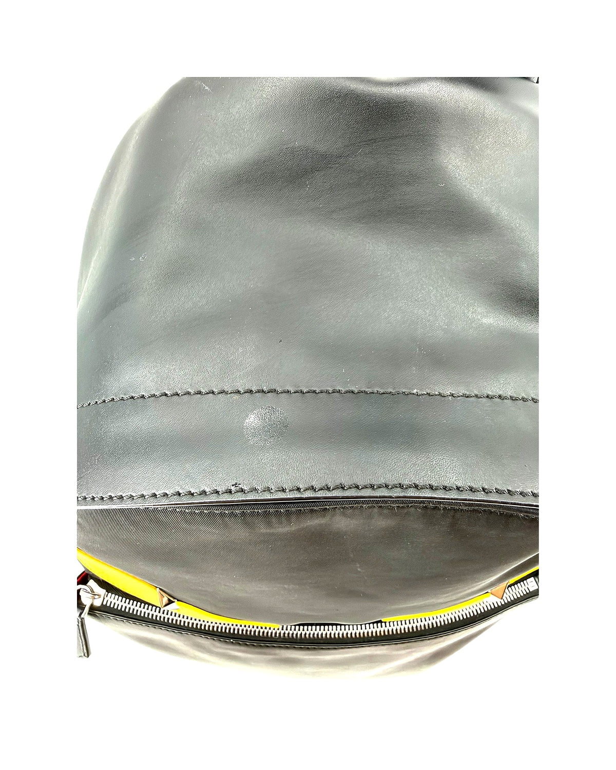 Fendi Bag Bugs Monster Eyes Backpack Black Nylon Leather Yellow Eyes 7VZ012