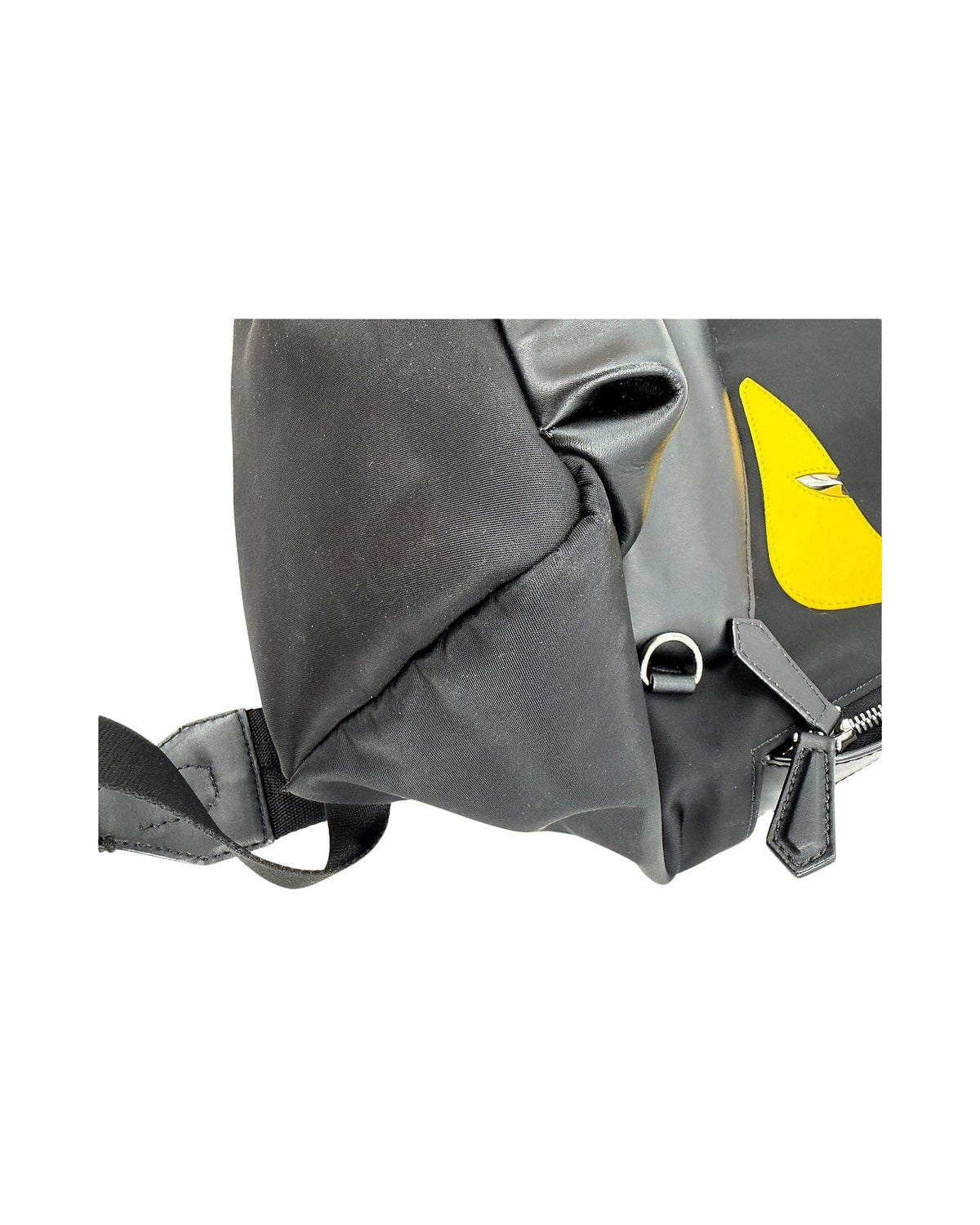 Fendi Bag Bugs Monster Eyes Backpack Black Nylon Leather Yellow Eyes 7VZ012