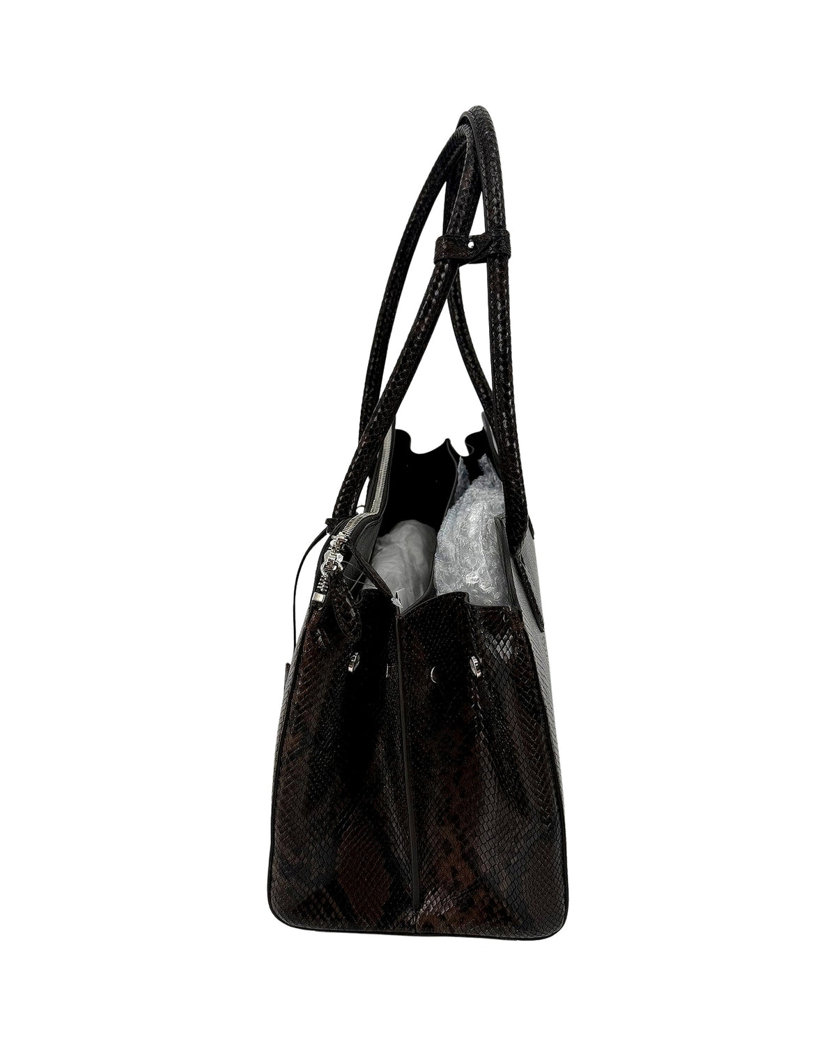 Stella McCartney Ryder Padlock Shoulder Bag Snake Effect Brown Vegan NWT