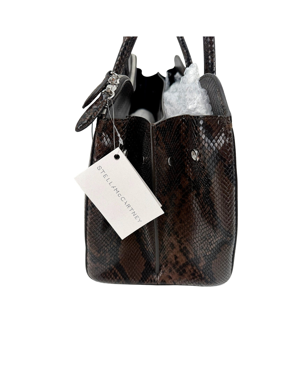 Stella McCartney Ryder Padlock Shoulder Bag Snake Effect Brown Vegan NWT