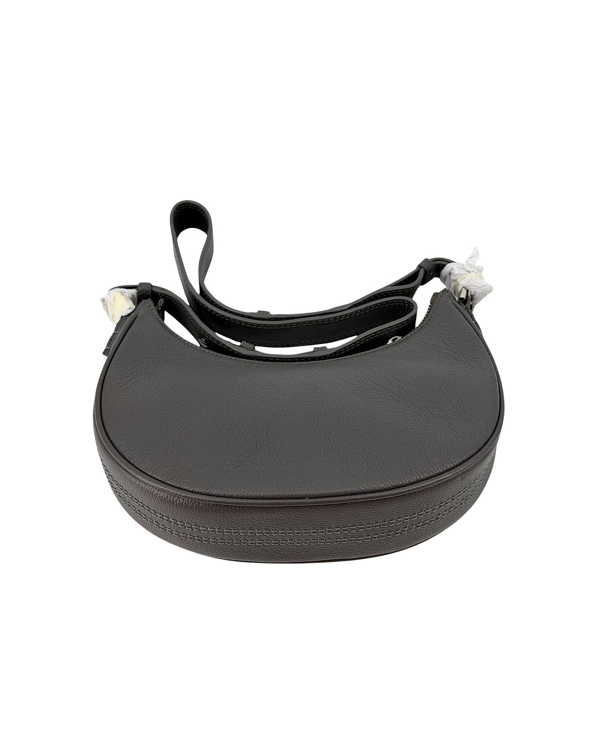 Zadig & Voltaire Moonvibe Grained Leather Half Moon Shoulder Bag Grey Road Wings