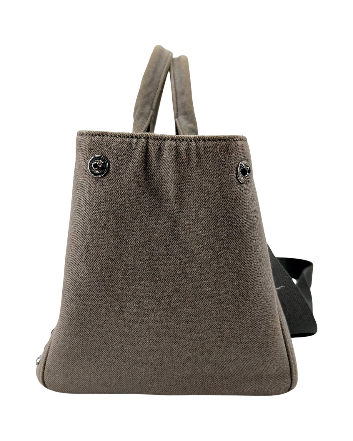 Prada Canapa Studded Crystal Canvas Tote Grey Convertible Shoulder Bag w/ Strap