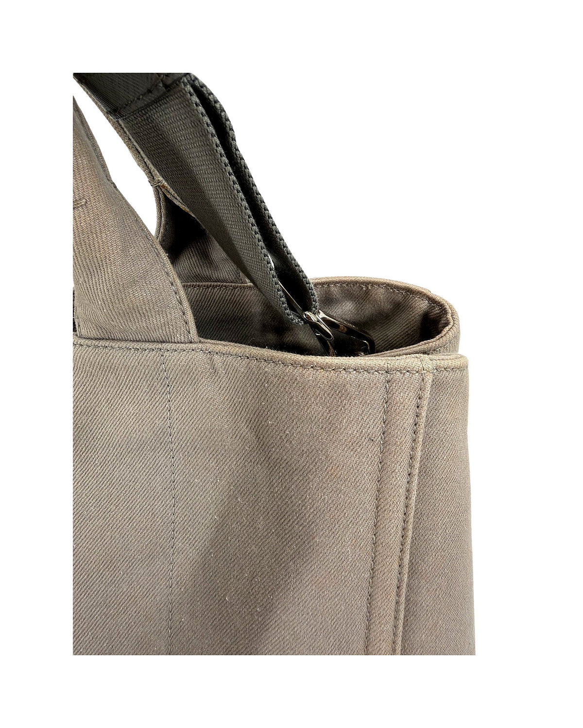 Prada Canapa Studded Crystal Canvas Tote Grey Convertible Shoulder Bag w/ Strap
