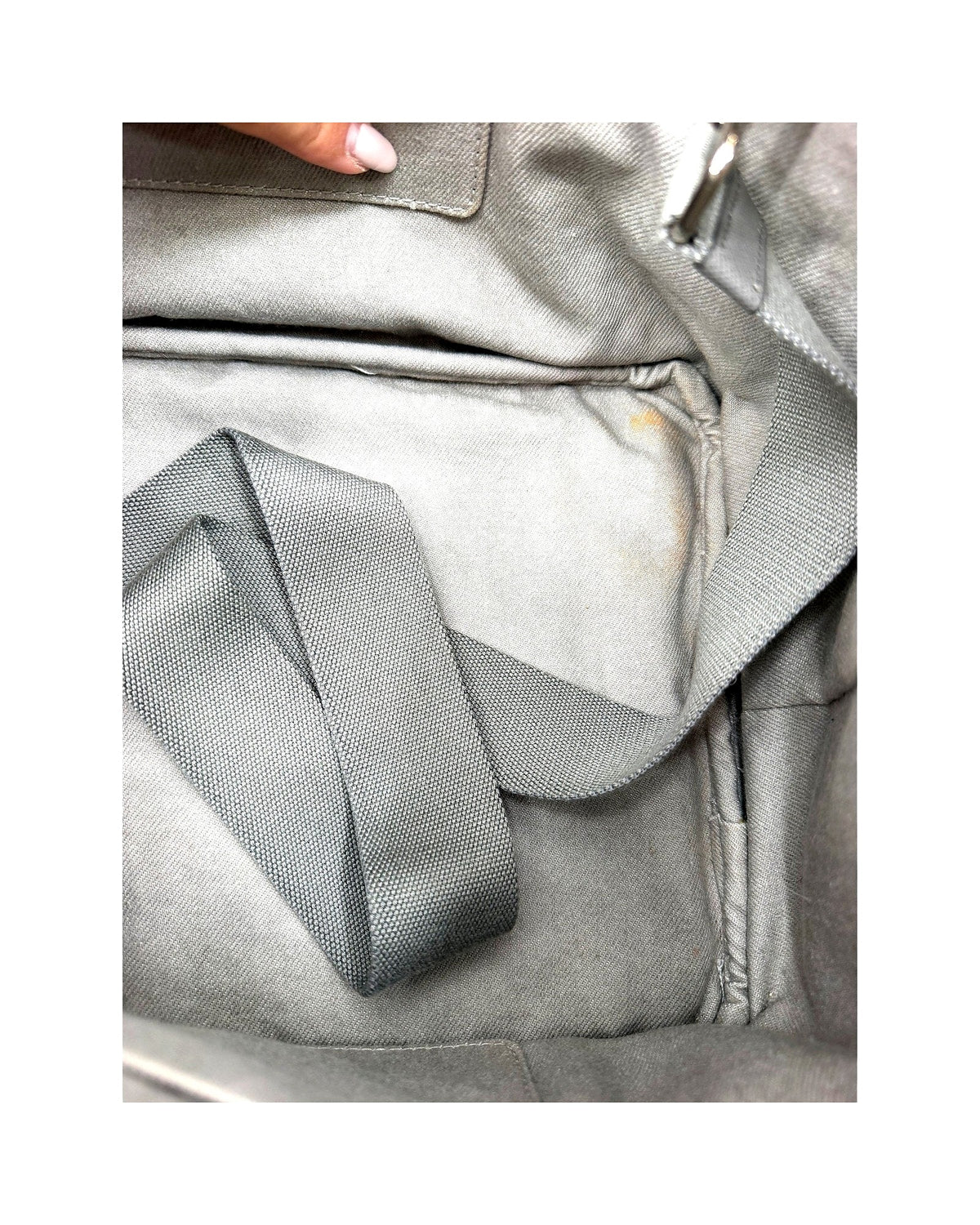 Prada Canapa Studded Crystal Canvas Tote Grey Convertible Shoulder Bag w/ Strap