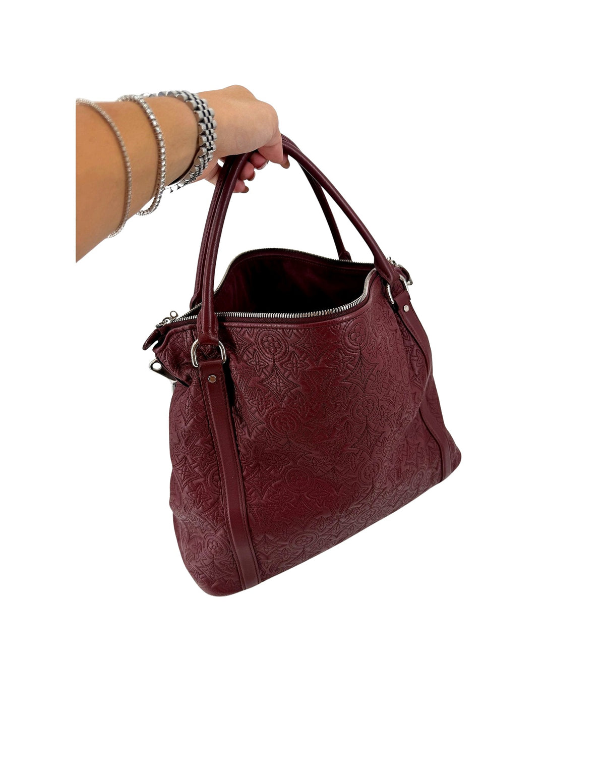 Louis Vuitton Antheia Ixia PM Bordeaux Monogram Lambskin Hobo Shoulder Bag